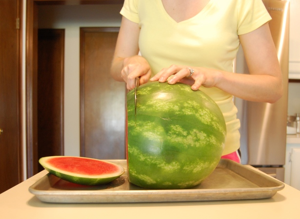 Cut your watermelon into rings.